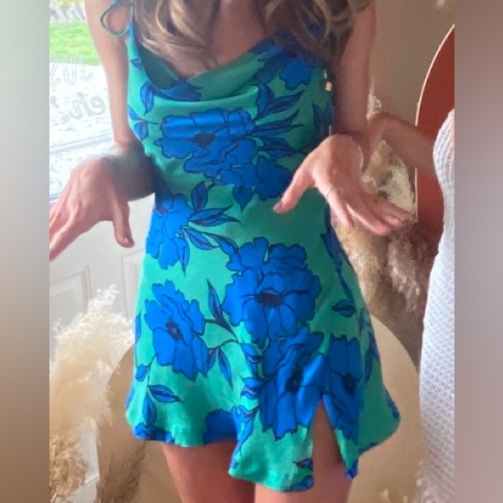 ruby and jenna green and blue mini dress